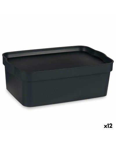 Säilytyslaatikko kannella Antrasiitinharmaa Muovinen 6 L 21 x 11 x 32 cm (12 osaa)