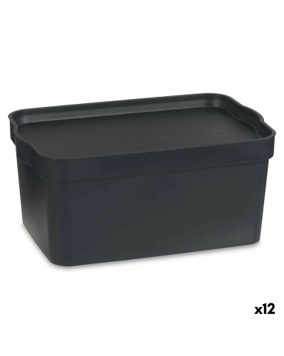Säilytyslaatikko kannella Antrasiitinharmaa Muovinen 7,5 L 21 x 14,2 x 32 cm (12 osaa)
