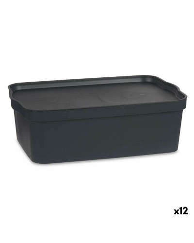 Säilytyslaatikko kannella Antrasiitinharmaa Muovinen 14 L 29,5 x 14,3 x 45 cm (12 osaa)