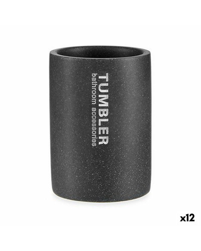 Grey Resin Toothbrush Holder, 7.5 x 10.2 x 7.5 cm
