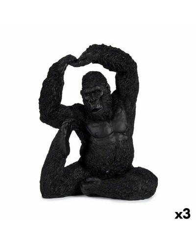 Prydnadsfigur Yoga Gorilla Svart 15,2 x 31,5 x 26,5 cm (3 antal)
