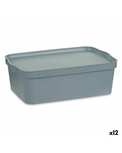 Säilytyslaatikko kannella Harmaa Muovinen 14 L 29,5 x 14,3 x 45 cm (12 osaa)