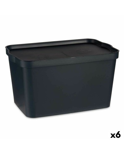 Opbergbak met Deksel Antraciet Plastic 24 L 29,3 x 24,5 x 45 cm (6 Stuks)