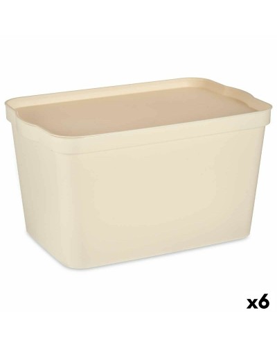 Förvaringslåda med lock Kräm Plast 24 L 29,3 x 24,5 x 45 cm (6 antal)