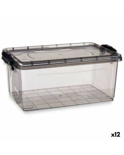 Opbergbak met Deksel Antraciet Plastic 13,7 L 27,5 x 18 x 42,5 cm (12 Stuks)