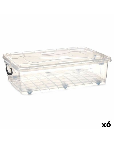 Förvaringslåda med hjul Transparent Plast 40 L 46,5 x 20 x 72,2 cm (6 antal)