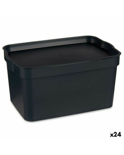 Förvaringslåda med lock Antracitgrå Plast 2,3 L 13,5 x 11 x 20 cm (24 antal)