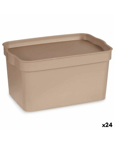 Caja de Almacenamiento Beige de Plástico de 2,3 L con Tapa (13,5 x 11 x 20 cm)
