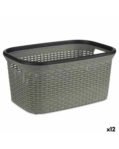 Grey Plastic Laundry Basket 36 L (36x25x53 cm) - Convenient Set of 12 Units
