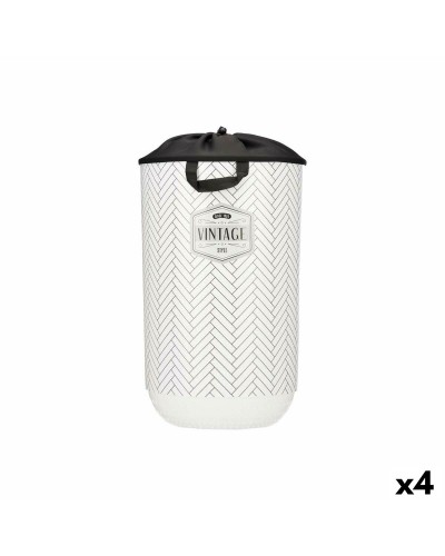 Panier à Linge Vintage Blanc en Plastique, 40 Litres, 34x52,5x34 cm (Lot de 4)
