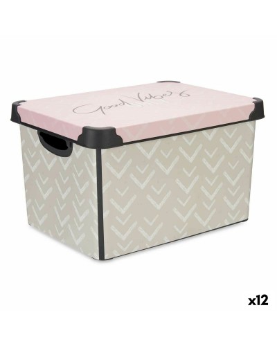 Säilytyslaatikko kannella Vibes Nuolet Pinkki Muovinen 17 L 28 x 22 x 37 cm (12 osaa)