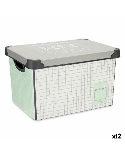 Caja de Almacenamiento para el Hogar Gris con Rejilla, 17 L, 28 x 22 x 37 cm
