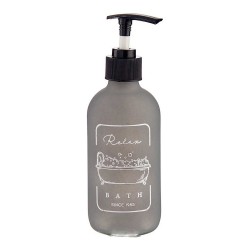 Distributeur de Savon Pompe Noir Gris | 250 ml | Verre et Polypropylène | Accessoire de Salle de Bain Élégant
