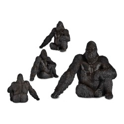 Statua Gorilla Nera Decorativa in Resina - 34 x 50 x 63 cm