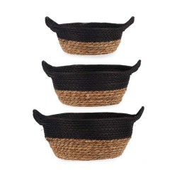 Brown and Black Woven Basket Set for Storage, Decorating and Organizing
