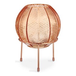 Jarrón Esfera Ámbar de Vidrio y Metal (14,5x19,5x14,5cm) - Elegante Decoración para el Hogar
