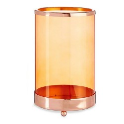 Porte-bougie Cylindrique Ambre Cuivre, 12,2 x 19,5 cm, Métal et Verre
