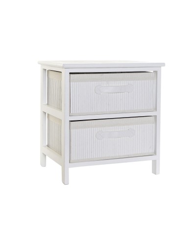 Cassettiera DKD Home Decor, Bianco, 42 x 32 x 45 cm, Bambù e Legno di Paulownia, Stile Scandinavo Moderno