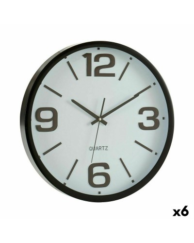 Väggklocka Vit Svart Glas Plast 40 x 5 x 40 cm (6 antal)
