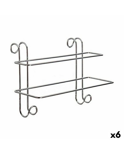 Porta asciugamani argentato in metallo da 39 cm | Set di 6 | Organizzazione del bagno