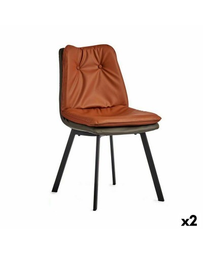 Nojatuoli Painikkeen Ruskea Musta Harmaa Teräs 62 x 85 x 47 cm (2 osaa)