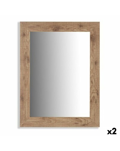 Wandspiegel aus braunem Holz, 66x85 cm, doppelt, moderner Stil
