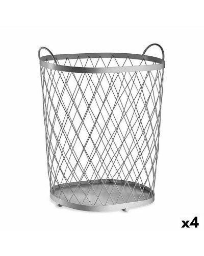 Cesto Portarifiuti Argentato da 40 Litri: Set da 4 Pezzi Versatile per Casa e Ufficio (31 x 54,7 x 46,5 cm)