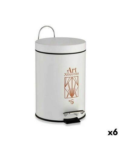 Cubo de Basura a Pedal Art Nouveau Blanco 3 L de Acero y Plástico (Set de 6)
