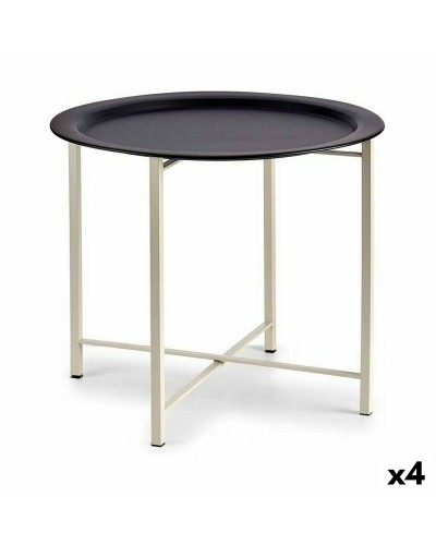 Mesa Consola Auxiliar Blanco y Negro 4 Unidades | 52x44x52cm | Metal
