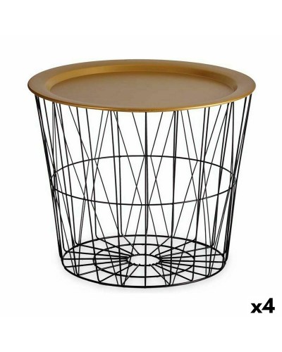 Tavolo Aggiuntivo Moderno Nero Dorato Metallo 52x40x52cm per 4 Persone