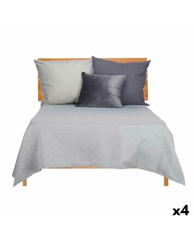Graue geometrische Steppdecke (240 x 260 cm) - 4er-Set
