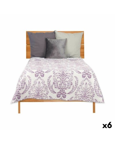 Couette matelassée réversible pour lit double 180x260 cm blanc violet
