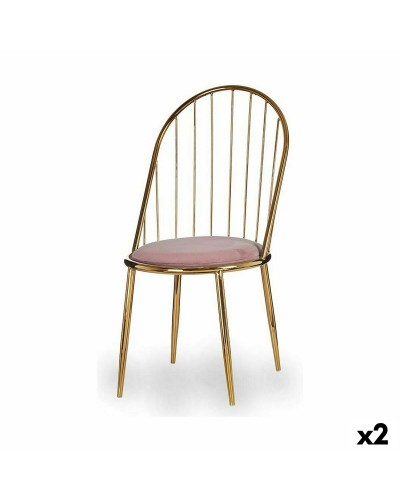 Chaise Barre Rose Doré (Lot de 2) - Dimensions : 48 x 95,5 x 48 cm
