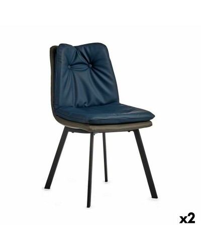 Leunstoel Knoppen Blauw Zwart Grijs Staal 62 x 85 x 47 cm (2 Stuks)