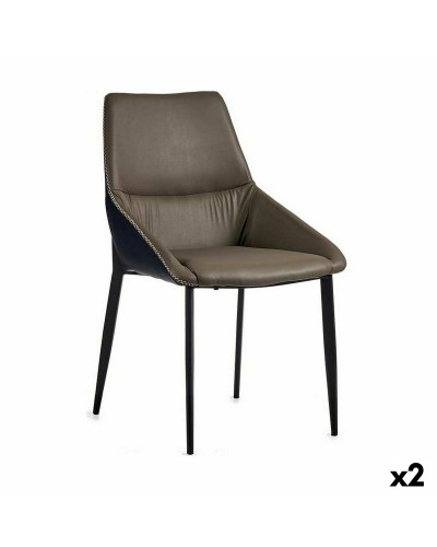 Fauteuil Tressé Élégant en Gris Bleu Acier (50x87x61cm) - Lot de 2
