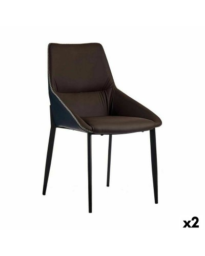 Leunstoel Gevlochten Blauw Bruin Staal 50 x 87 x 61 cm (2 Stuks)