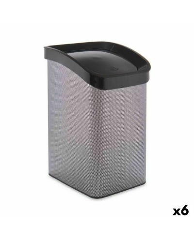 Schwingdeckel-Abfalleimer Grau 12 Liter, 6er-Pack | Perfekt für Abfall, Büro und Zuhause
