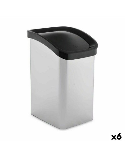 Cestino Oscillante da 23 Litri in Plastica Argentata (6 Unità)