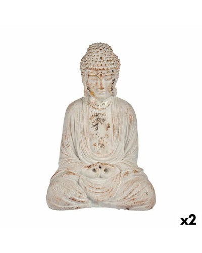 Garten Buddha Statue aus Polyresin, 2er-Set - 22,5 x 40,5 x 27 cm - Zen Dekoration
