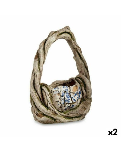 Dekorative Gartenstatue Vase Polyresin - 2 Stück - 17x44x34,5 cm
