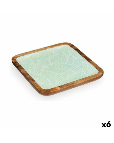 Centro de mesa de cerámica moderno | Blanco, marrón y verde | 6 piezas | 25x25 cm
