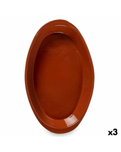 Fuente de Horno de Barro - Juego de 3, 45x6,5x27 cm - Ideal para Cocinar al Horno
