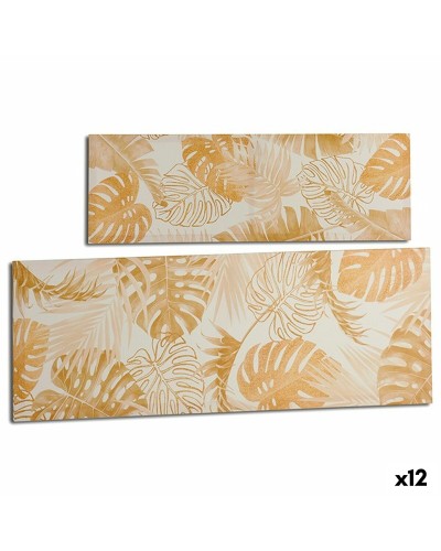 Tableau Toile Feuille Dorée 90x30cm (12 Pièces)
