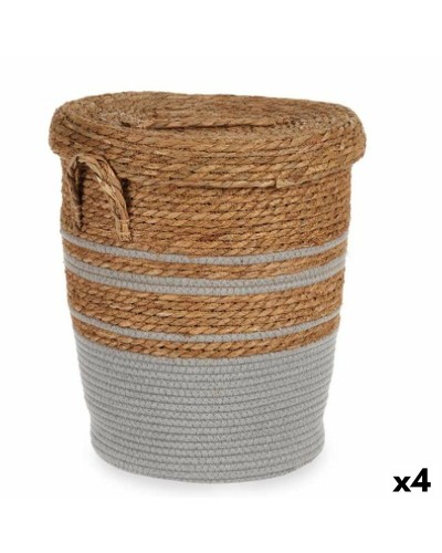 Cesto Portaoggetti in Alghe Marine Marrone Grigio - 36 x 43 x 36 cm (Set da 4)