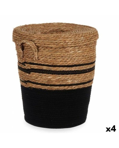 Cesta de Junco Marino Marrón y Negro (Juego de 4) | Organización y Decoración para el Hogar
