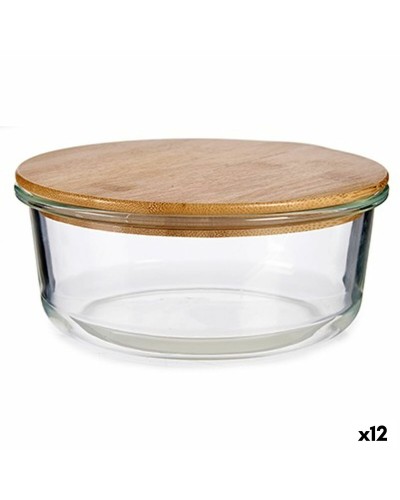 Brotbüchse aus Bambus, rund | Lebensmittelbehälter | 17 x 7 x 17 cm | 12er-Pack
