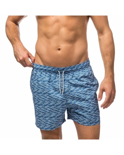 Alphaventure Traje de Baño Hombre Seawaves Denim Azul Claro - Ropa de Baño Mar Piscina
