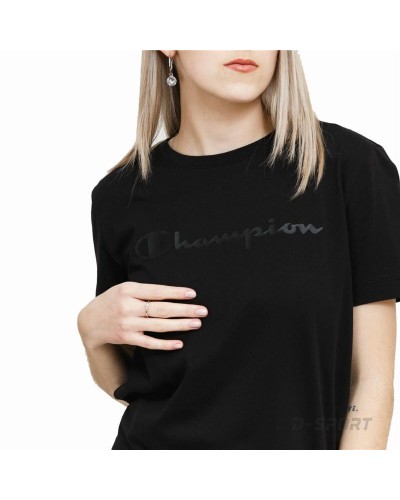 Champion Rundhals-Sweatshirt Damen Schwarz - Sportliches Kurzarmshirt
