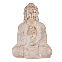 Estatua de Jardín Buda: Poliresina Blanca/Dorada, 23,5x49x36 cm, Decoración Zen
