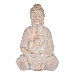 Koristeellinen puutarhahahmo Buddha Valkoinen/Kulta Polyresiini (24,5 x 50 x 31,8 cm)